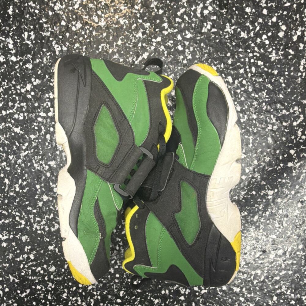 Nike Air Huarache Green Black Yellow Mid Top Ankle Strap Sneakers 309434-371
